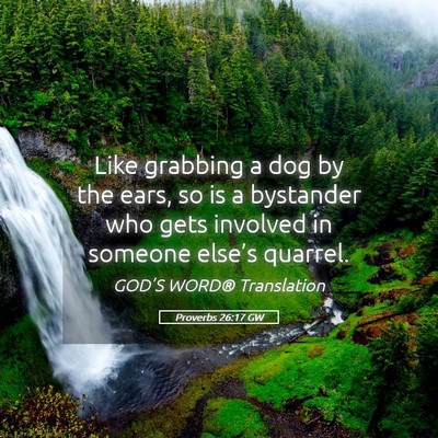 Picture 05 - Proverbs 26:17 GW - Like grabbing a dog by the ears, so is a - Bible Verse Picture