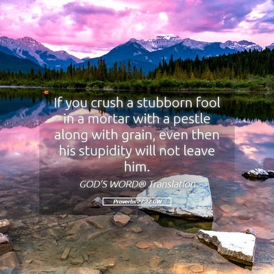 Picture 05 - Proverbs 27:22 GW - If you crush a stubborn fool in a mortar with a - Bible Verse Picture