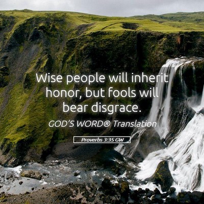 Picture 05 - Proverbs 3:35 GW - Wise people will inherit honor, but fools will - Bible Verse Picture