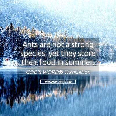 Picture 05 - Proverbs 30:25 GW - Ants are not a strong species, yet they store - Bible Verse Picture