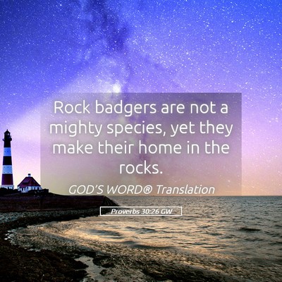 Picture 05 - Proverbs 30:26 GW - Rock badgers are not a mighty species, yet they - Bible Verse Picture
