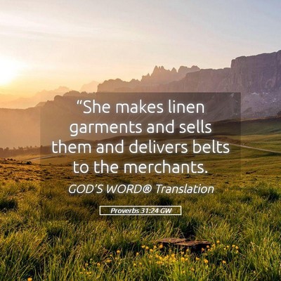 Picture 05 - Proverbs 31:24 GW - “She makes linen garments and sells them and - Bible Verse Picture