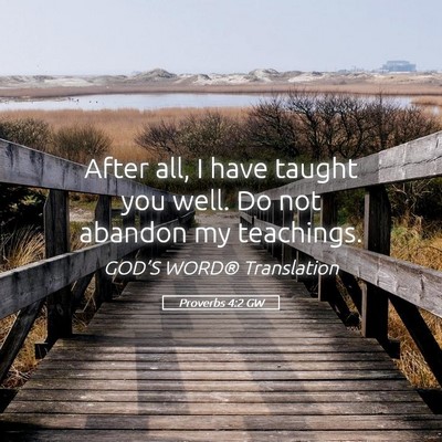 Picture 05 - Proverbs 4:2 GW - After all, I have taught you well. Do not abandon - Bible Verse Picture
