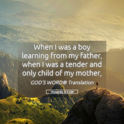 Picture 05 - Proverbs 4:3 GW - When I was a boy learning from my father, when I - Bible Verse Picture