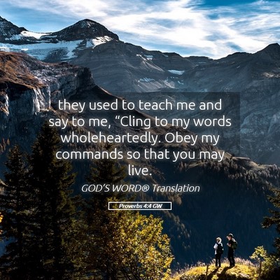 Picture 05 - Proverbs 4:4 GW - they used to teach me and say to me, “Cling to - Bible Verse Picture