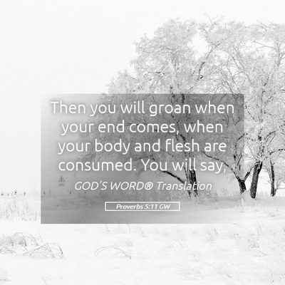 Picture 05 - Proverbs 5:11 GW - Then you will groan when your end comes, when - Bible Verse Picture