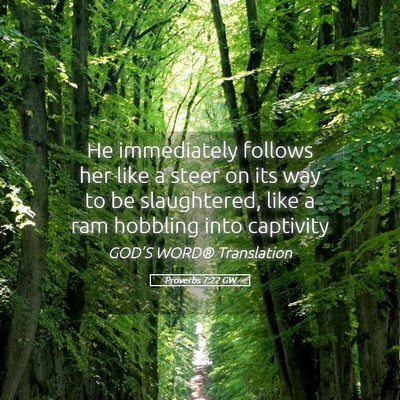 Picture 05 - Proverbs 7:22 GW - He immediately follows her like a steer on its - Bible Verse Picture