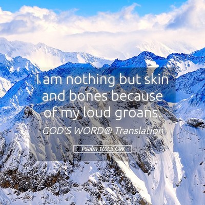 Picture 05 - Psalm 102:5 GW - I am nothing but skin and bones because of my - Bible Verse Picture