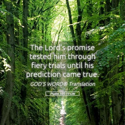 Picture 05 - Psalm 105:19 GW - The Lord’s promise tested him through fiery - Bible Verse Picture