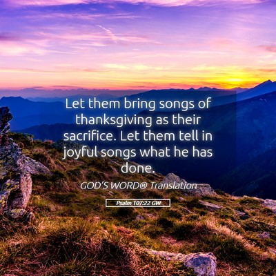 Picture 05 - Psalm 107:22 GW - Let them bring songs of thanksgiving as their - Bible Verse Picture