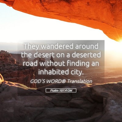 Picture 05 - Psalm 107:4 GW - They wandered around the desert on a deserted - Bible Verse Picture