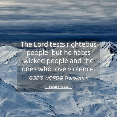 Picture 05 - Psalm 11:5 GW - The Lord tests righteous people, but he hates - Bible Verse Picture