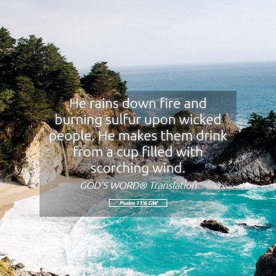 Picture 05 - Psalm 11:6 GW - He rains down fire and burning sulfur upon wicked - Bible Verse Picture