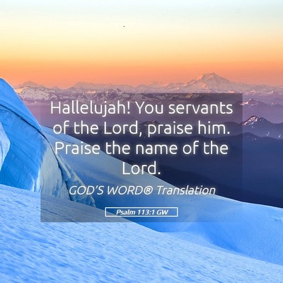 Picture 05 - Psalm 113:1 GW - Hallelujah! You servants of the Lord, praise him. - Bible Verse Picture