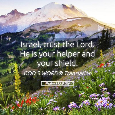 Picture 05 - Psalm 115:9 GW - Israel, trust the Lord. He is your helper and - Bible Verse Picture