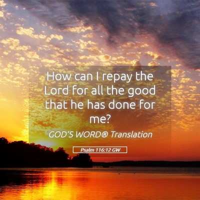 Picture 05 - Psalm 116:12 GW - How can I repay the Lord for all the good that he - Bible Verse Picture