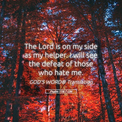 Picture 05 - Psalm 118:7 GW - The Lord is on my side as my helper. I will see - Bible Verse Picture