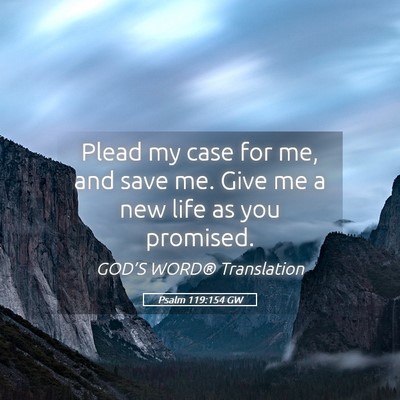 Picture 05 - Psalm 119:154 GW - Plead my case for me, and save me. Give me a new - Bible Verse Picture