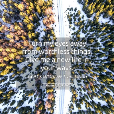 Picture 05 - Psalm 119:37 GW - Turn my eyes away from worthless things. Give me - Bible Verse Picture