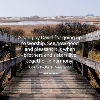 Picture 05 - Psalm 133:1 GW - A song by David for going up to worship. See how - Bible Verse Picture