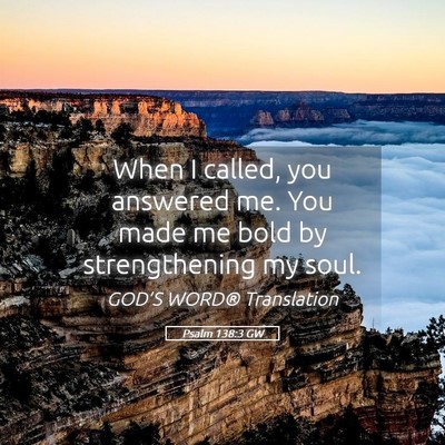 Picture 05 - Psalm 138:3 GW - When I called, you answered me. You made me bold - Bible Verse Picture