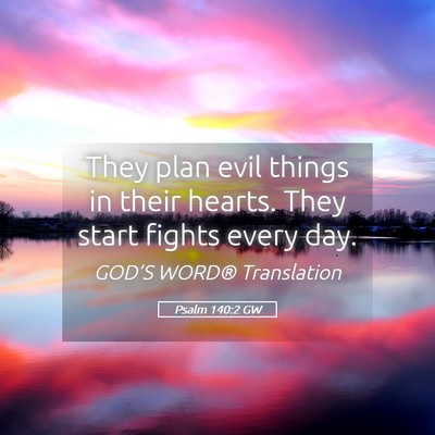 Picture 05 - Psalm 140:2 GW - They plan evil things in their hearts. They start - Bible Verse Picture