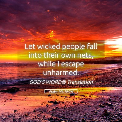 Picture 05 - Psalm 141:10 GW - Let wicked people fall into their own nets, while - Bible Verse Picture