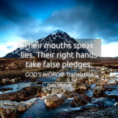 Picture 05 - Psalm 144:8 GW - Their mouths speak lies. Their right hands take - Bible Verse Picture