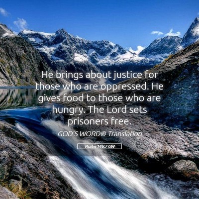 Picture 05 - Psalm 146:7 GW - He brings about justice for those who are - Bible Verse Picture