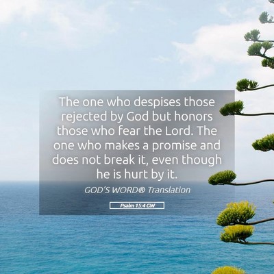 Picture 05 - Psalm 15:4 GW - The one who despises those rejected by God but - Bible Verse Picture