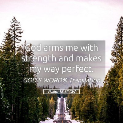 Picture 05 - Psalm 18:32 GW - God arms me with strength and makes my way - Bible Verse Picture