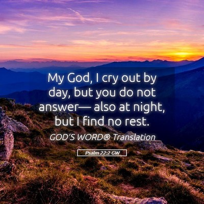 Picture 05 - Psalm 22:2 GW - My God, I cry out by day, but you do not - Bible Verse Picture