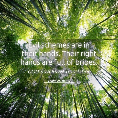 Picture 05 - Psalm 26:10 GW - Evil schemes are in their hands. Their right - Bible Verse Picture
