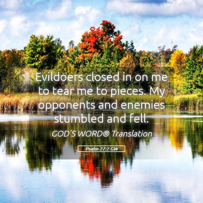 Picture 05 - Psalm 27:2 GW - Evildoers closed in on me to tear me to pieces. - Bible Verse Picture