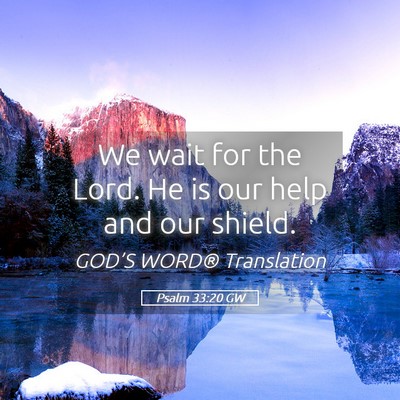 Picture 05 - Psalm 33:20 GW - We wait for the Lord. He is our help and our - Bible Verse Picture