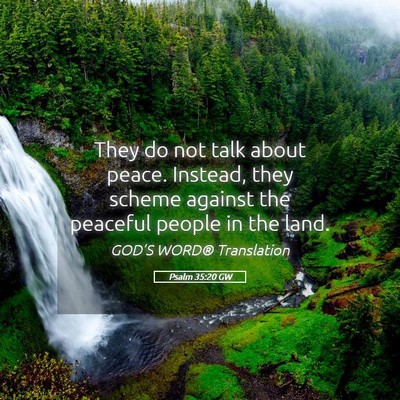 Picture 05 - Psalm 35:20 GW - They do not talk about peace. Instead, they - Bible Verse Picture