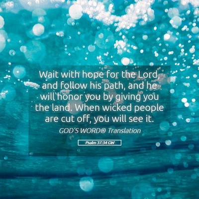 Picture 05 - Psalm 37:34 GW - Wait with hope for the Lord, and follow his path, - Bible Verse Picture