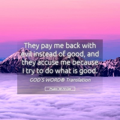 Picture 05 - Psalm 38:20 GW - They pay me back with evil instead of good, and - Bible Verse Picture