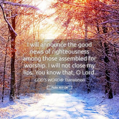 Picture 05 - Psalm 40:9 GW - I will announce the good news of righteousness - Bible Verse Picture