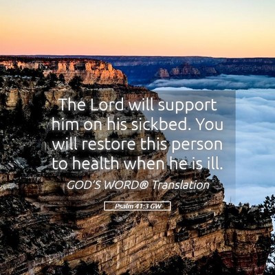 Picture 05 - Psalm 41:3 GW - The Lord will support him on his sickbed. You - Bible Verse Picture