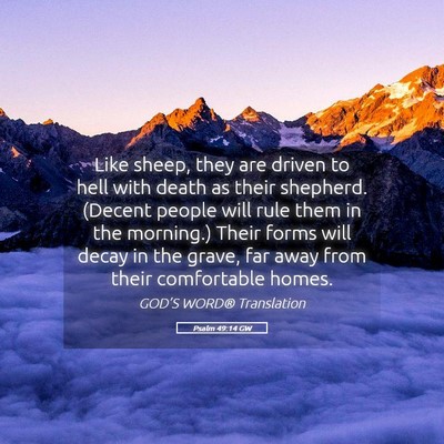 Picture 05 - Psalm 49:14 GW - Like sheep, they are driven to hell with death as - Bible Verse Picture