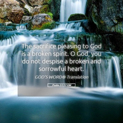 Picture 05 - Psalm 51:17 GW - The sacrifice pleasing to God is a broken spirit. - Bible Verse Picture