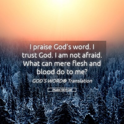 Picture 05 - Psalm 56:4 GW - I praise God’s word. I trust God. I am not - Bible Verse Picture