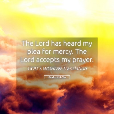 Picture 05 - Psalm 6:9 GW - The Lord has heard my plea for mercy. The Lord - Bible Verse Picture