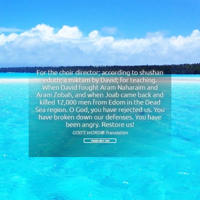 Picture 05 - Psalm 60:1 GW - For the choir director; according to shushan - Bible Verse Picture