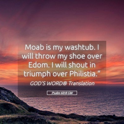 Picture 05 - Psalm 60:8 GW - Moab is my washtub. I will throw my shoe over - Bible Verse Picture