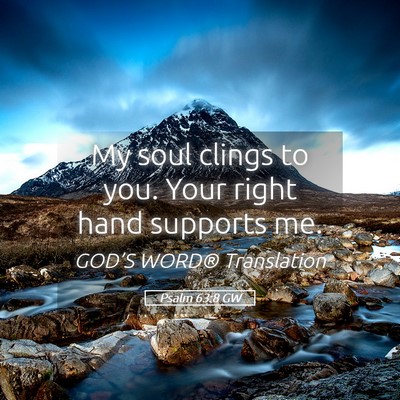 Picture 05 - Psalm 63:8 GW - My soul clings to you. Your right hand supports - Bible Verse Picture
