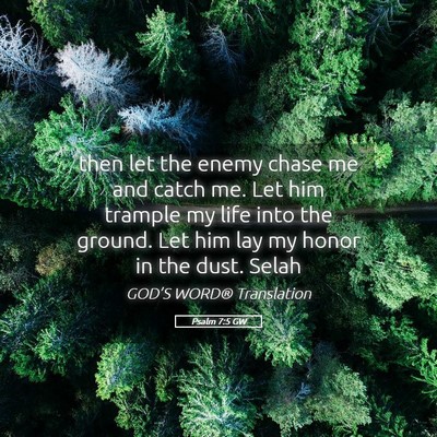 Picture 05 - Psalm 7:5 GW - then let the enemy chase me and catch me. Let him - Bible Verse Picture
