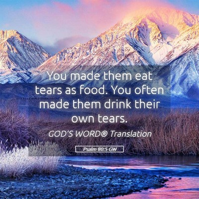 Picture 05 - Psalm 80:5 GW - You made them eat tears as food. You often made - Bible Verse Picture