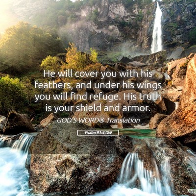 Picture 05 - Psalm 91:4 GW - He will cover you with his feathers, and under - Bible Verse Picture